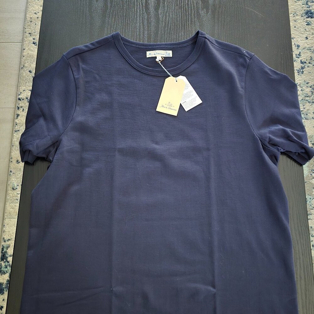 Merz b. Schwanen 215 Classic Crew Neck Tee - Ink Blue